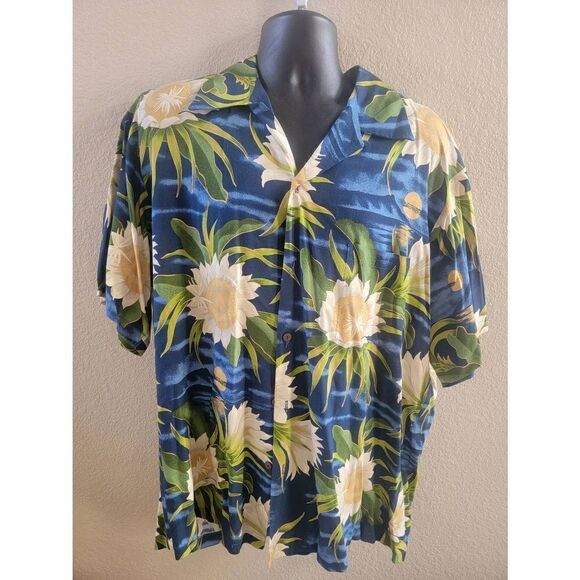 Pineapple Juice Mens Sunflower Pattern Button-Up Hawaiian Classic Shirt Blue XL - Picture 1 of 5